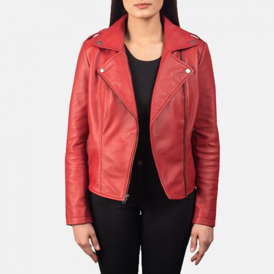 Flashback Red Leather Biker Jacket