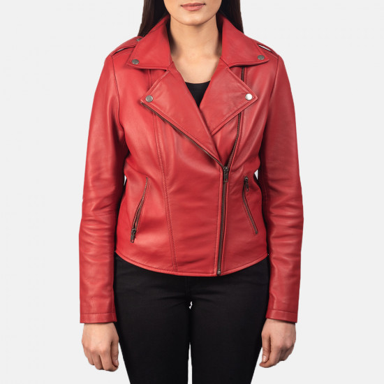 Flashback Red Leather Biker Jacket