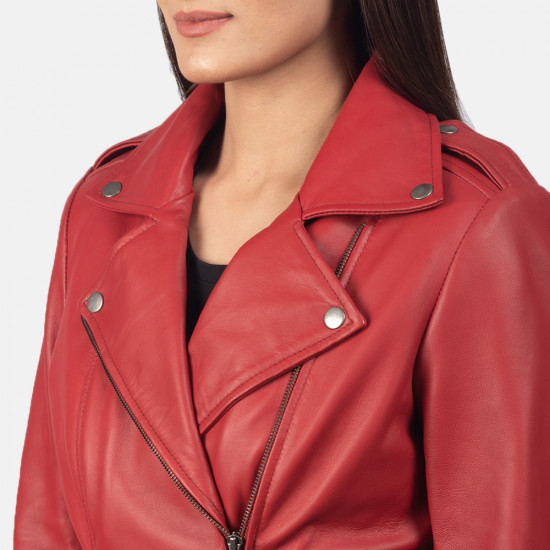 Flashback Red Leather Biker Jacket