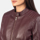 Real Leather Kelsee Maroon Leather Biker Jacket