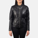 Kelsee Black Leather Biker Jacket