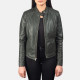 Kelsee Distressed Black Leather Biker Jacket