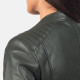 Kelsee Distressed Black Leather Biker Jacket